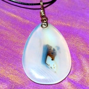 Dendrite agate copper horse buffalo opal white brown handmade dendritic animal